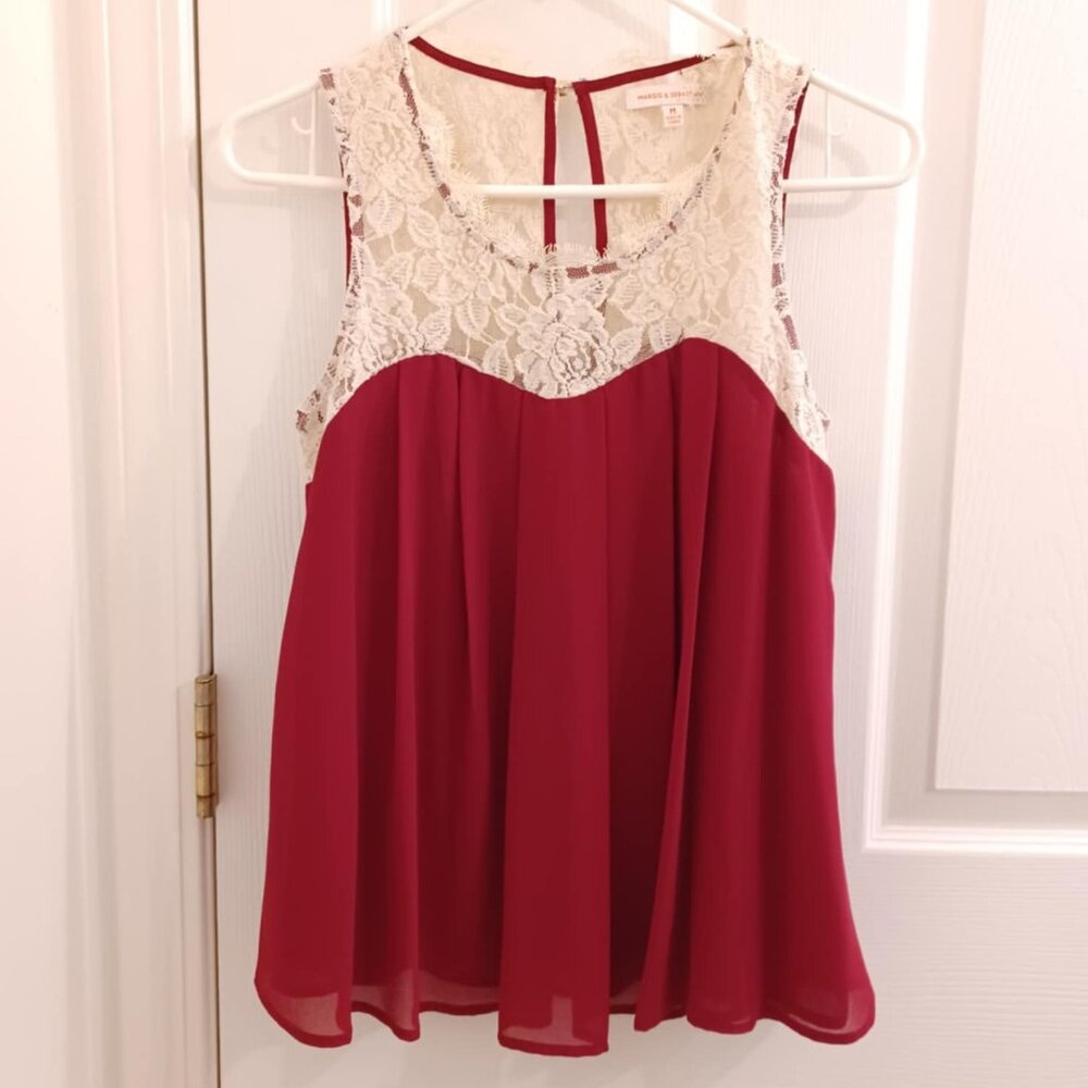 Margo & Sebastian Lace Pleated Tank